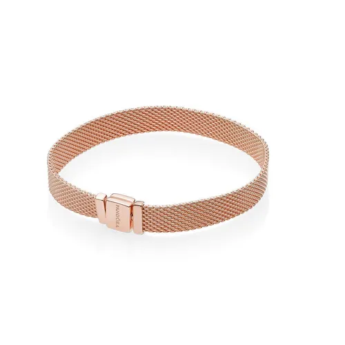 PANDORA Reflexions Armband Rosé 587712-19 - Elegantes Damenarmband aus Sterlingsilber, in Roségold mit geflochtenem Design und funkelnden Cubic Zirkonia – perfekt für jedes Outfit!