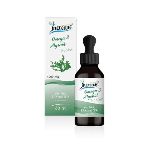 Liposomale Omega 3 Algenöl Tropfen - hochdosiert & vegan - Omega-3 Öl, hochdosiert mit 4000mg pro Tagesdosis, reich an DHA, EPA und DPA. Ideal für vegane Ernährung, laktosefrei und ohne künstliche Zusatzstoffe!