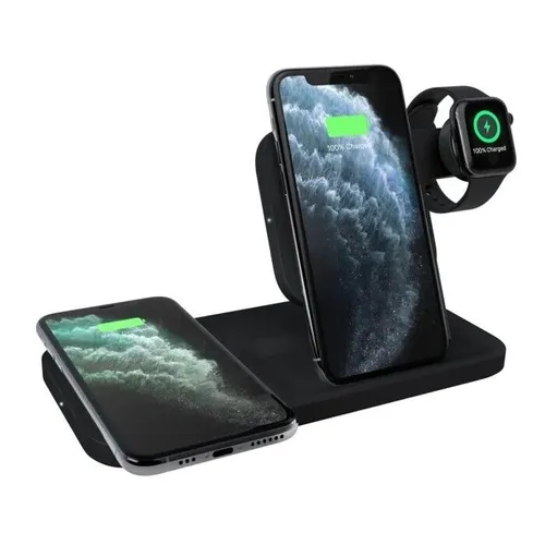 Logitech Powered 3-IN-1 DOCK - Kabelloses Ladedock für iPhone, AirPods, Apple Watch - Handy Ladegeräte: Elegantes 3-in-1 Dock für schnelles kabelloses Aufladen von iPhone, AirPods und Apple Watch – alles gleichzeitig und Qi-zertifiziert für maximale Sicherheit.