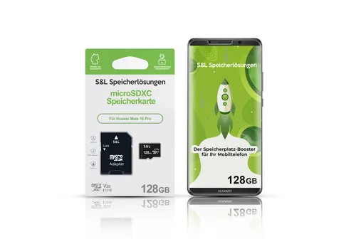 Tec-Expert microSD Karte S&L für Huawei Mate 10 Pro Speicherkarte (128 GB, Class 10, microSDXC)