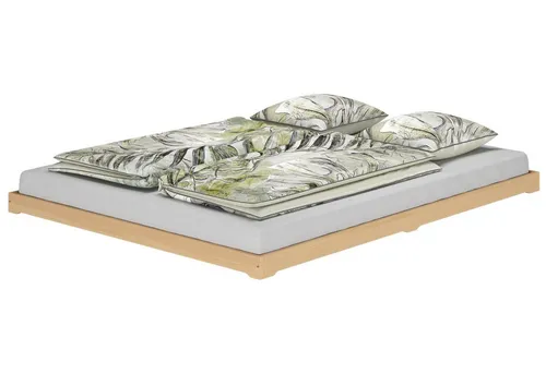 ERST-HOLZ Massivholz Doppelbett 160x200 cm - Modernes Boden-Doppelbett aus massivem Buchenholz, ideal für Loftwohnungen und niedrige Zimmer. Mit sicherer Sitzhöhe von nur 9 cm, leicht zu montieren und zu verstecken.