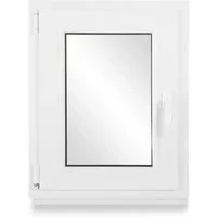 Neruli Kellerfenster Kunststoff Weiß Dreh-Kipp 50x80 cm BxH DIN Links 2 -Fach Glas Dichtung Schwarz