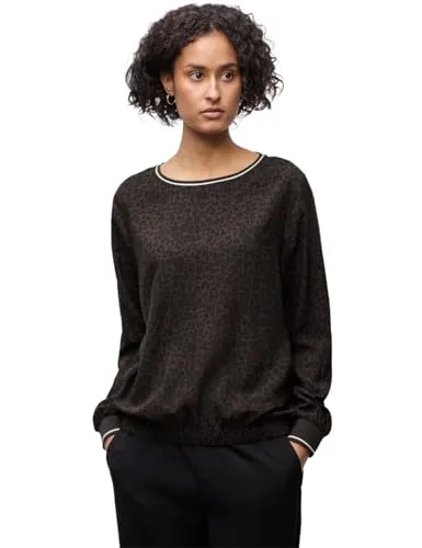 Street One Damen 3412326 Leo Bluse mit Tapedetails - Damenbluse im Animal Print mit elastischem Saum und stylishen Tape-Details, perfekt für einen trendigen Look.