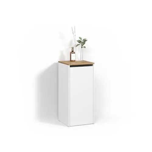 Livinity Badschrank Paolina mit Wäschekorb, Weiß/Artisan - Praktischer Badschrank mit Wäschekorb für stilvolle Ordnung im Badezimmer. Optimal zur Nutzung rund um die Waschmaschine. Maße: 40,2 x 88,2 cm, pflegeleichte Spanplatte für ein harmonisches Ambiente.