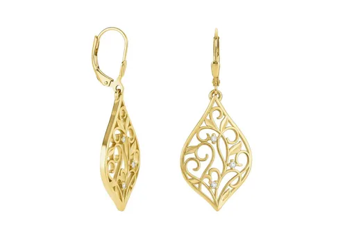 SOFIA MILANI Damen Ohrringe - 925 Silber vergoldet mit Zirkonia - Elegante Blatt Ohrhänger aus 925 Sterling Silber, vergoldet und mit funkelnden Zirkonia Steinen. Perfekt für jeden Anlass und ideal als Geschenk in edler Geschenkbox.
