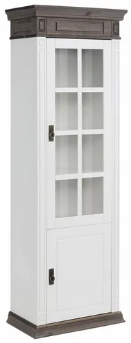 OTTO HOME Vitrine "Vinales", weiß/wengefarben, Höhe 196 cm - Elegante Vitrine im Landhaus-Stil aus FSC-zertifiziertem Massivholz. Ideal für kleine Räume, bietet Platz für Dekoration und Geschirr mit 1 Glastür und 4 Fächern. Pflegeleichte Oberfläche für einfache Handhabung.