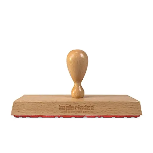 Großer Holzstempel 14x5 cm mit eigenem Text und Logo personalisieren - Stempel selbst gestalten mit eigenen Motiven - optional mit Stempelkissen