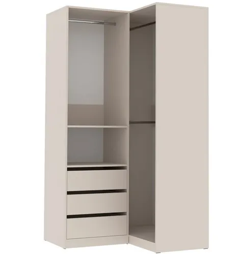 Marmex Möbel Garderobenschrank TRES H offene Eckgarderobe - Garderobenschrank mit 4 Kleiderstangen und variabel einsetzbaren Einlegeböden, modernes Design in graubeige cashmere, ideal für platzsparende Lösungen im Flur.