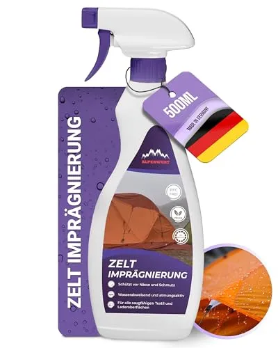 Alpenwert Zelt & Pavillion Imprägnierspray [LANGZEIT-ABPERL-Schutz] Made in Germany Imprägnierung für Zelte, Markisen, Sonnenschirm UVM. (500ml)