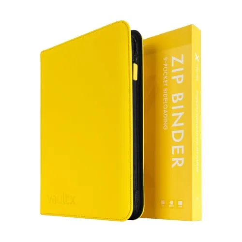Vault X 9-Taschen-Trading-Kartenordner mit Reißverschluss, 360 Karten, Premium Exo-Tec-Albummaterial, 20 seitlich ladbare Seiten, Sammelordner für Sammelkartenspiele, Sportkarten, TCG (Gelb)
