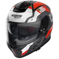 Nolan N80-8 Starscream N-Com Helm, schwarz-weiss-rot, Größe XS - Motorradhelm mit NERS Notfall-Auslösesystem, ultraweitem Visier und Kippfunktion für maximale Sicherheit und Komfort beim Fahren.