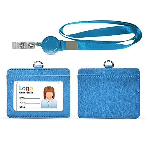 HYCOPROT Ausweishüllen PU Leder Mit 1 Ausweisfenster und 1 Kartensteckplatz Ausweisjojo Mit Schlüsselring Clip und Karabinerhaken Id Kartenhalter Für Office Business Student