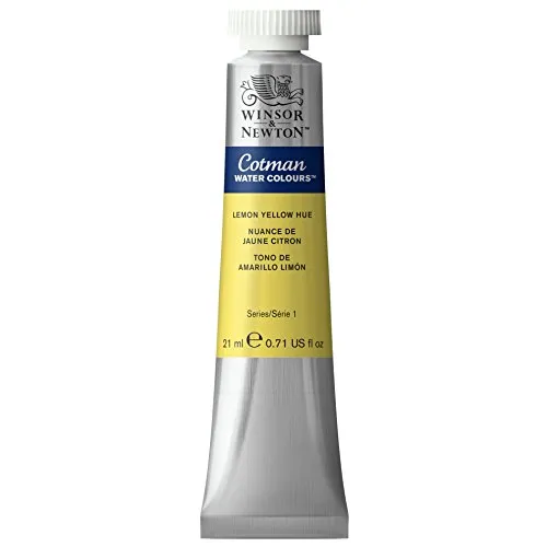 Winsor & Newton 0308346 Cotman Aquarellfarbe mit ausgezeichneter Transparenz, Farbkraft und Verarbeitungseigenschaften, Wasserfarbe 21ml Tube - Zitronengelb Farbton