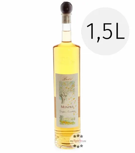 Grappa Berta Monprà Invecchiata 1,5 l Magnum - Grappa aus dem Piemont, im Eichenholzfass gereift für einen weichen, eleganten Geschmack. Ideal für besondere Anlässe – jetzt in der praktischen Magnumflasche!