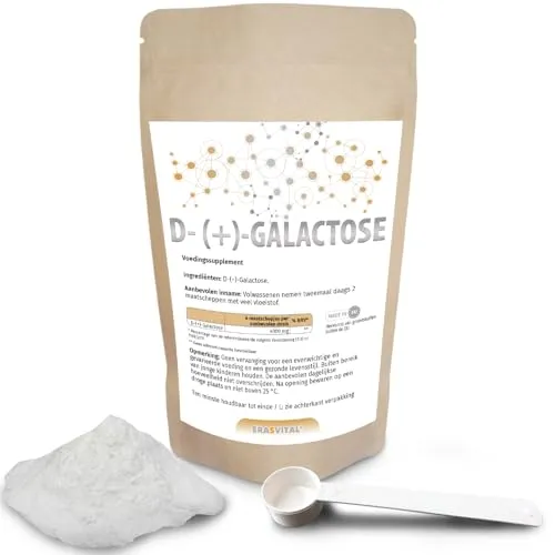 D(+) - Galactose Pulver Vegan Glutenfrei (500g) - Multivitaminpräparate & Mineralien, liefert essentielle Energie, fördert Konzentration und Gedächtnisleistung, hergestellt aus pflanzlichen Rohstoffen.