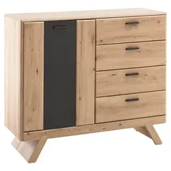 Kommode Calais in Grau/Eichefarben - Elegante Kommode in Grau und Eichefarben, 89 cm breit, ideal für stilvolle Aufbewahrung und Wohnräume.