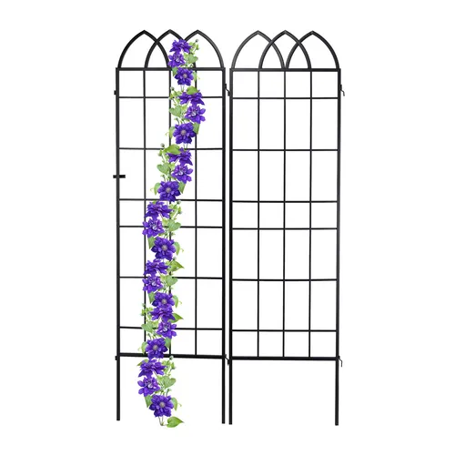 Rankgitter Metall Spalier für Pflanzen 2er Set 183 cm schwarz - Spaliere aus robustem Stahl, ideal für die Unterstützung von Pflanzenwachstum und als dekoratives Element im Garten.