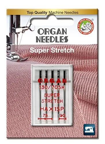 ORGAN NEEDLES Nadel, 5 Stück, Größe 75/90, für Lycra, Latex, elastische Materialien, Most Domestic Sewing Machines, Normaler Spitze