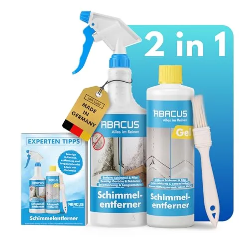 ABACUS Schimmelentferner Spray Gel mit Pinsel - Antischimmelspray mit Sofortwirkung, entfernt Schimmel und Pilze in Minuten, nachhaltig und vielseitig anwendbar