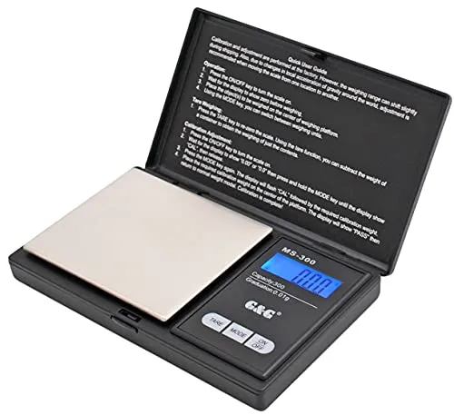 G&G 300g/0,01g MS-B Taschenwaage - Präzise Digitalwaage für Gold und Münzen - Küchenwaage mit 300g Kapazität, 0,01g Ablesbarkeit und beleuchtetem LCD-Display. Ideal für präzise Messungen von Gold und Münzen. Inklusive 2 AAA-Batterien.