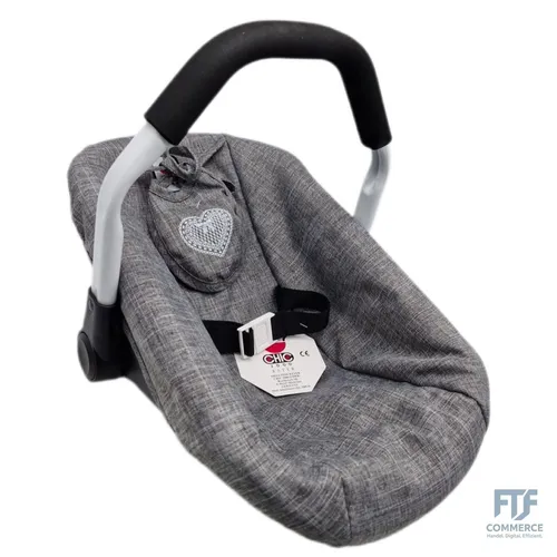 Bayer Chic 2000 708 76 Autositz für Baby-Puppen - Puppen-Babyschale in trendiger Jeans-Optik, ergonomischer Softgriff und Anschnallgurt, ideal für Puppen bis 50 cm – sicher und stylisch für kleine Puppenmamas.