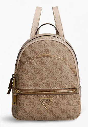 Guess Damenrucksack Manhatten II Backpack - Latte Logo - Stylischer Rucksack für Damen mit geräumigem Hauptfach, 2-Wege-Reißverschluss und verstellbaren Schulterriemen. Ideal für den Alltag und trendige Auftritte.