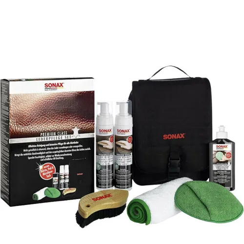 Sonax Lederpflege Premium Class Lederpflegeset - 7-teiliges Set für Glattleder, effektive Reinigung und intensive Pflege in hochwertiger Tasche