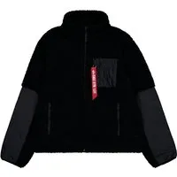 Funktionsjacke ALPHA INDUSTRIES "Sherpa Zip-Jacket Utility Jacke", Herren Gr. L schwarz - Funktionsjacke für Herren mit wetterfestem Polyester-Shell, zwei Reißverschlusstaschen und warmem Polar Fleece. Ideal für Lifestyle und Outdoor-Aktivitäten.