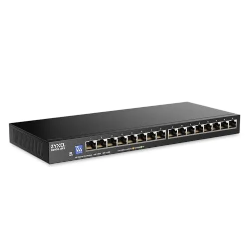 ZyXEL Slimline DIP Selector Unmanaged Switch 16-Port - ZyXEL Slimline Unmanaged Switch mit 16 Ports, ideal für platzsparende Netzwerklösungen. Perfekt für den Einsatz in Büros und Heimnetzwerken.