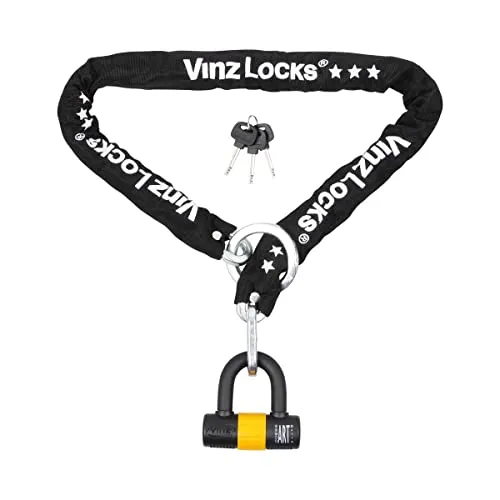 VINZ Kungur Kettenschloss ø10mm | ART 3 Zertifikat | Schloss für Roller Scooter Motorrad Moped E-Bike & hochwertiges Fahrrad | sicheres Rollerschloss Kette Loop U-Lock | 100-300 cm x (120cm)