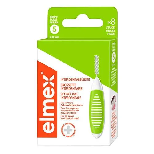 Elmex Interdentalbürsten Iso Größe 5 0,8 mm grün Zahnbürste 8 St