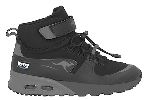 KangaROOS Unisex Kinder Kx-hydro Sneaker, Jet Black Steel Grey, 28 EU - Sneaker für Kinder mit robustem Synthetik-Obermaterial und praktischem Klettverschluss für einfaches An- und Ausziehen.