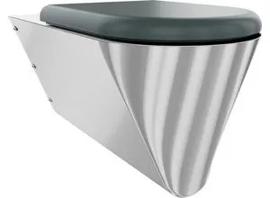 KWC AR T-WC CAMPUS, Edelstahl, wandhängend, barrierefrei - Elegantes wandhängendes WC aus Edelstahl, ideal für barrierefreie Bäder. Maße: 360 x 407 x 700 mm (B x H x T), sorgt für Komfort und Stil in Ihrem Badezimmer.