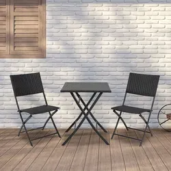 Geflecht Balkonset Arcadia - Gartenmöbel-Set mit faltbarem Tisch und 2 Stühlen, platzsparend und ideal für Balkone oder kleine Terrassen.