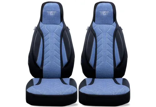 BREMER SITZBEZÜGE für Peugeot 3008 (ab 2016) – Set in Schwarz/Blau - Praktische Schonbezüge für Fahrer- und Beifahrersitz, atmungsaktiv und pflegeleicht. Inklusive Montageanleitung für einfache Installation.