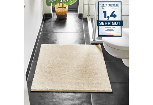 Andiamo Badematte Arezzo - Rutschhemmend & Schnell Trocknend - Badematte mit rutschhemmender Unterseite, weich und kuschelig aus Polyester, ideal für ein sicheres Badezimmererlebnis. Maschinenwaschbar und fußbodenheizungsgeeignet.