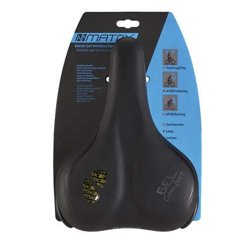 MATRIX Trekking Sattel Gel Window Comfort Damen - Fahrradsattel für Damen, bietet optimalen Komfort durch Gelpolsterung und ergonomisches Design für längere Fahrten.