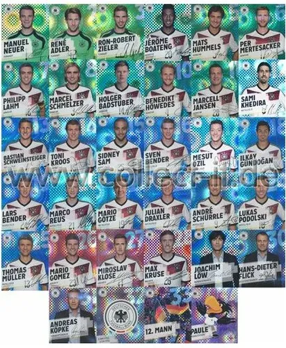 REW-WM14-000A - Komplettsatz REWE DFB Sammelkarten 1-34 - Fußball-Fanartikel mit allen 34 Glitzerkarten der Fußball WM 2014, ein Muss für jeden Sammler und Fan!