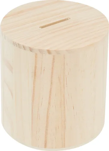 Rico Design Holz Spardose 10 cm Durchmesser 10 cm Höhe Sparschwein Sparbox