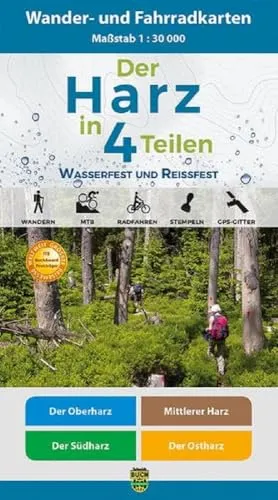 Der Harz in 4 Teilen: Wasserfestes Wander- und Fahrradkarten-Set - Freizeit, Haus & Garten: Robustes Set mit wasserfesten und reißfesten Karten für unvergessliche Abenteuer im Harz.