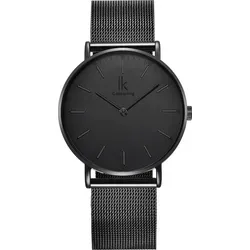 Alienwork IK All Black Armbanduhr - Armbanduhren für Herren - ultra-flach mit nur 7mm, ideal unter engen Hemden, hochwertiges japanisches Quarzwerk für hohen Tragekomfort.