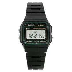 Casio F-91W-3DG Armbanduhr schwarz - Stylische digitale Armbanduhr aus robustem Kunststoff, wasserfest und ideal für den Alltag.