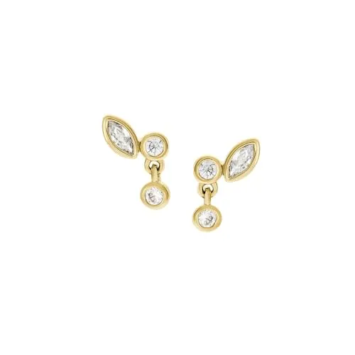 Fossil Damen-Ohrringe aus Messing, Helles Gold - Ohrringe für Damen mit poliertem, goldfarbenem Metall-Finish und sicherem Poussette-Verschluss – ideal für elegante Anlässe oder den Alltag.