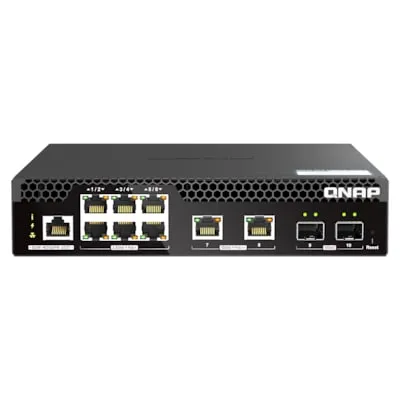 QNAP Managed Switch mit 10 Ports - Managed Switch, halbe Breite, bietet 10 x 2.5GBase-T und 2 x 10 Gigabit SFP+ Anschlüsse, ideal für leistungsstarke Netzwerklösungen mit PoE++ (310 W).