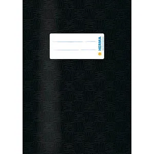 HERMA Heftumschlag mit Baststruktur schwarz Kunststoff DIN A5