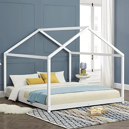 [en.casa] Kinderbett Cerro - Hausbett aus Kiefer 160x200cm - Betten für Kinder, traumhaftes Hausbett aus massivem Kiefernholz mit Lattenrost, bietet Geborgenheit und passt zu jedem Einrichtungsstil.