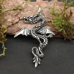 Drachensilber Feuer Drache Schmuck 925 Sterlingsilber Schmuck Anhänger - Silber