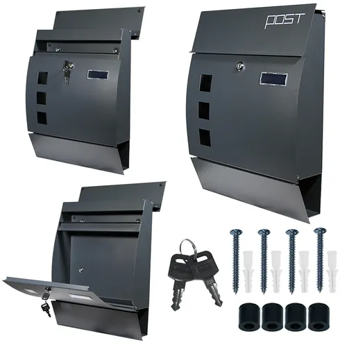 Moderne Wandbriefkasten Anthrazit U3 mit Zeitungsrolle - Briefkästen: Funktional und stilvoll! Der große Einwurf bietet viel Platz für Ihre Post, ideal für längere Abwesenheiten. Rostfrei mit stabilem Schloss und zwei Schlüsseln.