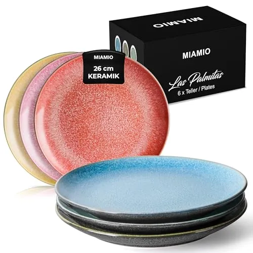 MiaMio Teller-Set 6 Personen - Las Palmitas Kollektion - Elegantes Teller-Set für 6 Personen, 26 cm Durchmesser, ideal für festliche Anlässe und geschmackvolle Tischdekoration.
