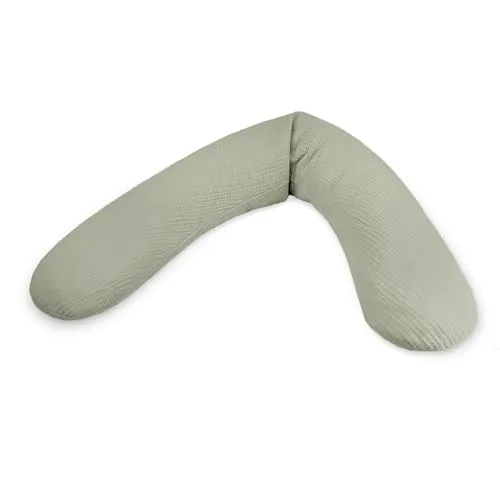Theraline Das Original Stillkissen inkl. Bezug Salbei, Musselin - Kissen für eine bequeme Stillposition, mit atmungsaktivem Musselinbezug für optimalen Komfort und Hygiene.